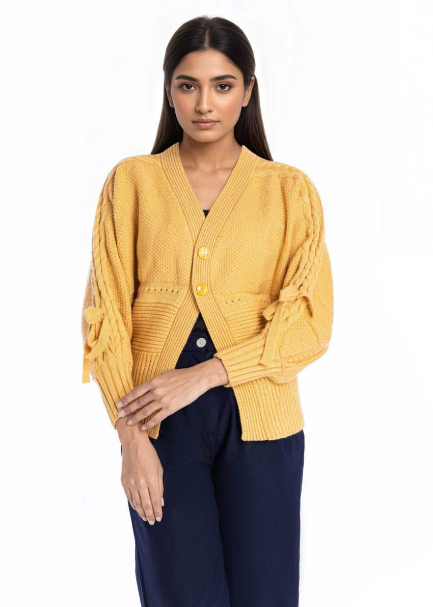 Gold-V-Cardigan Full Sleeves Sweater (25Y-001-67) - Image 2