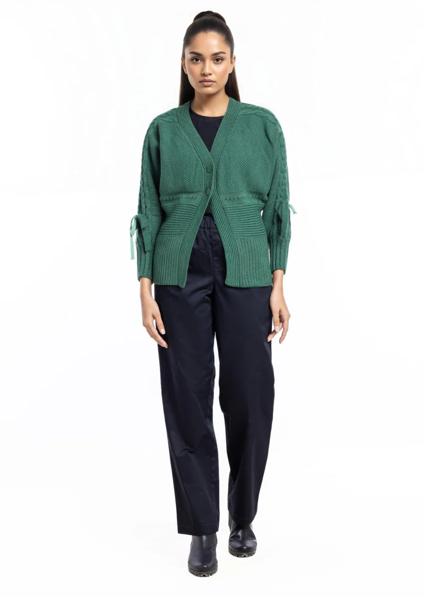 Green-V-Cardigan Full Sleeves Sweater (25Y-001-67) - Image 3