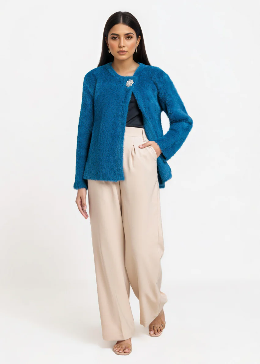 Teal-Round Neck Full Sleeves Cardigan Sweater (25Y-003-67) - Image 4