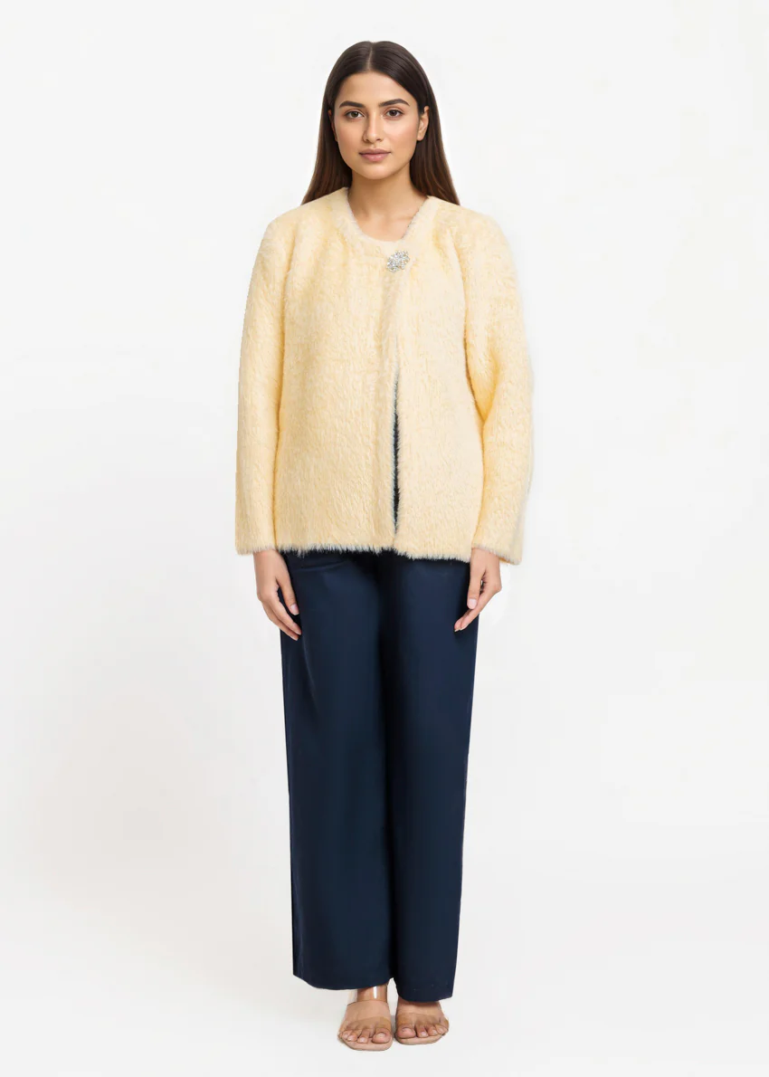Yellow-Round Neck Full Sleeves Cardigan Sweater (25Y-003-67) - Image 5
