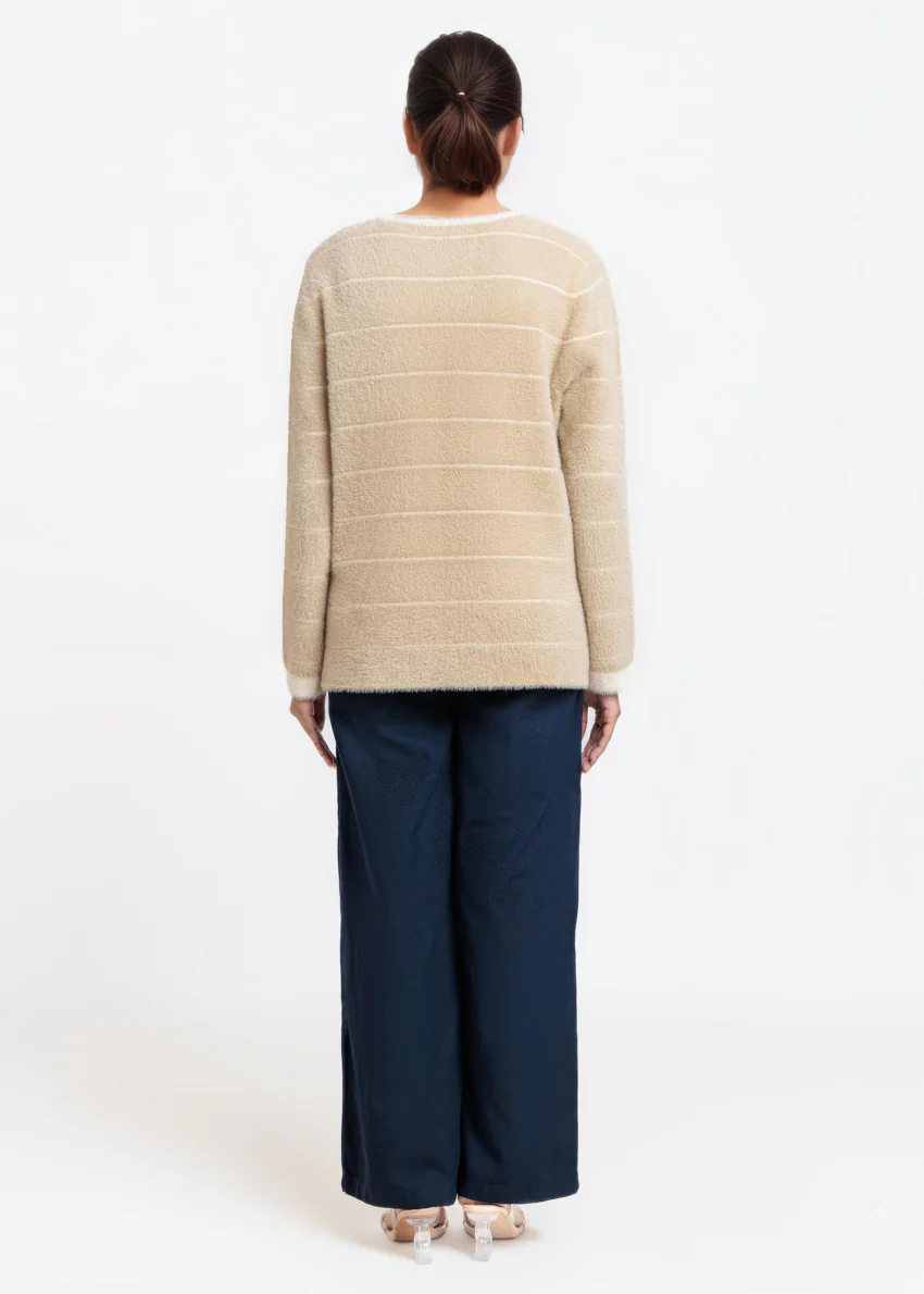 Apricot-Round Neck Full Sleeves Cardigan Sweater (25Y-004-67) - Image 2
