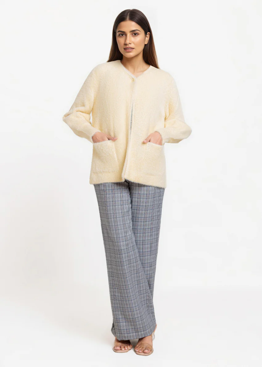Cream-Round Neck Full Sleeves Cardigan Sweater (25Y-005-67) - Image 5
