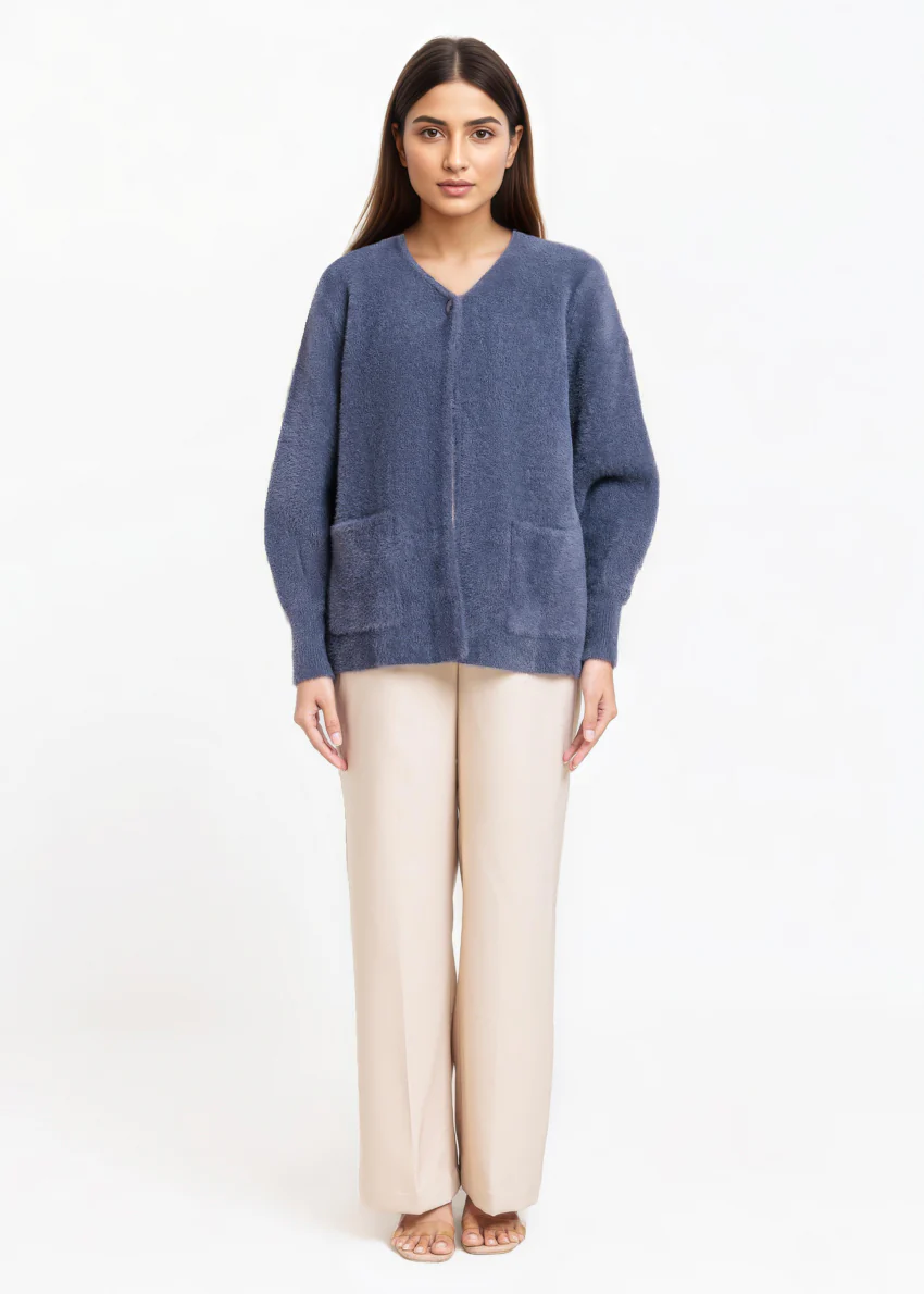 Grey-Round Neck Full Sleeves Cardigan Sweater (25Y-005-67) - Image 5