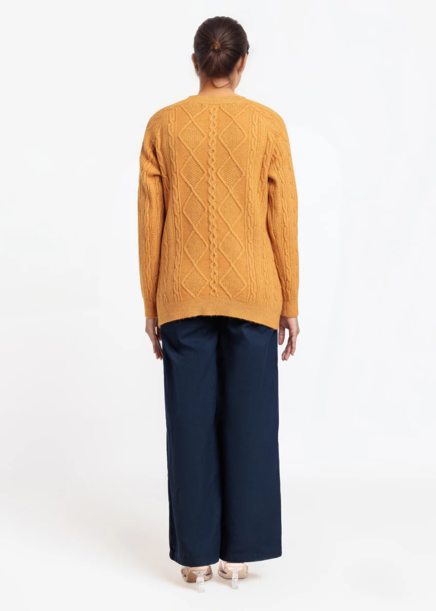 Golden-Round Neck Full Sleeves Cardigan Sweater (25Y-006-67) - Image 2