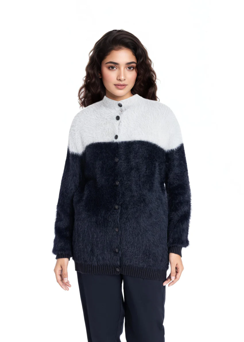Black-Round Neck Cardigan Full Sleeves Sweater (25Y-007-67) - Image 3