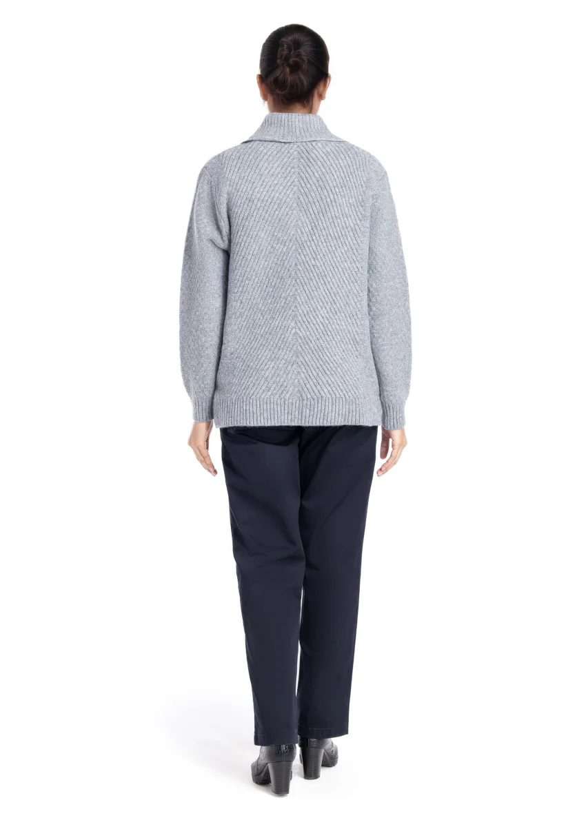 Grey-Shawl Collar Full Sleeves Cardigan Sweater (25Y-008-67) - Image 2
