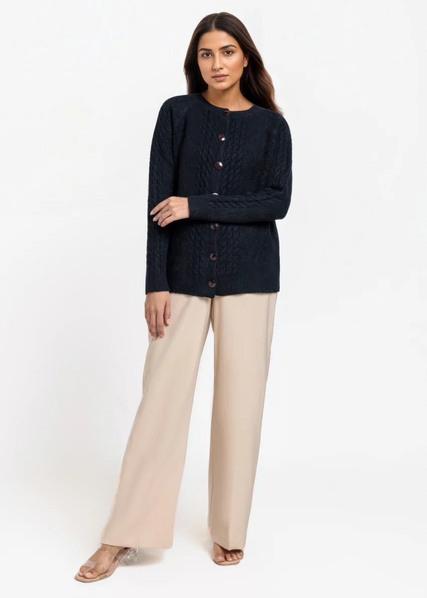 Black-Round Neck Full Sleeves Cardigan Sweater (25Y-009-67) - Image 4