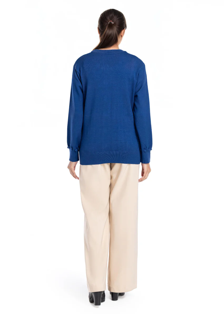 R-Blue-Round Neck Full Sleeves Cardigan Sweater (25Y-010-67) - Image 2