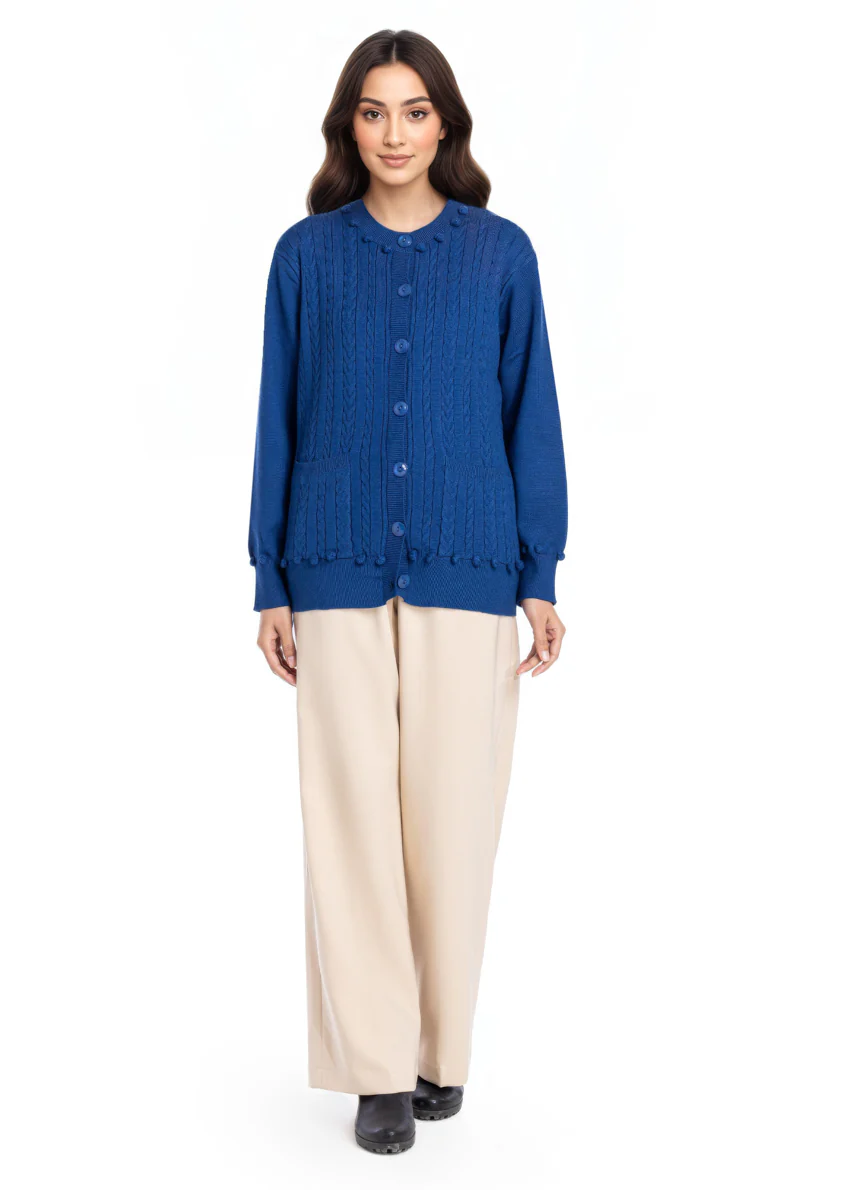 R-Blue-Round Neck Full Sleeves Cardigan Sweater (25Y-010-67) - Image 5