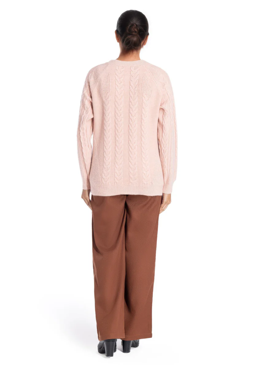 Peach-Round Neck Reglan Sleeves Cardigan Sweater (25Y-011-67) - Image 2