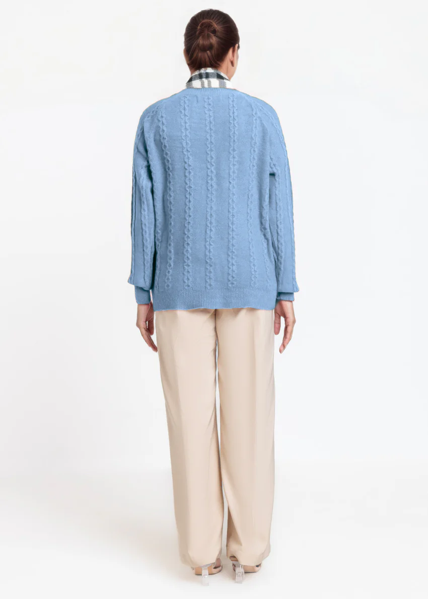 Blue-Round Neck Full Sleeves Cardigan Sweater (25Y-012-67) - Image 2