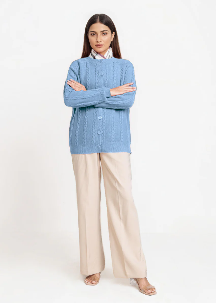 Blue-Round Neck Full Sleeves Cardigan Sweater (25Y-012-67) - Image 3