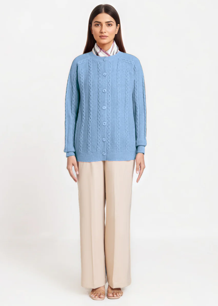 Blue-Round Neck Full Sleeves Cardigan Sweater (25Y-012-67) - Image 4