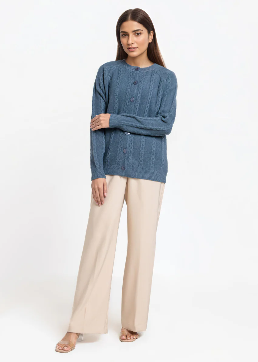 Green-Round Neck Full Sleeves Cardigan Sweater (25Y-012-67) - Image 3