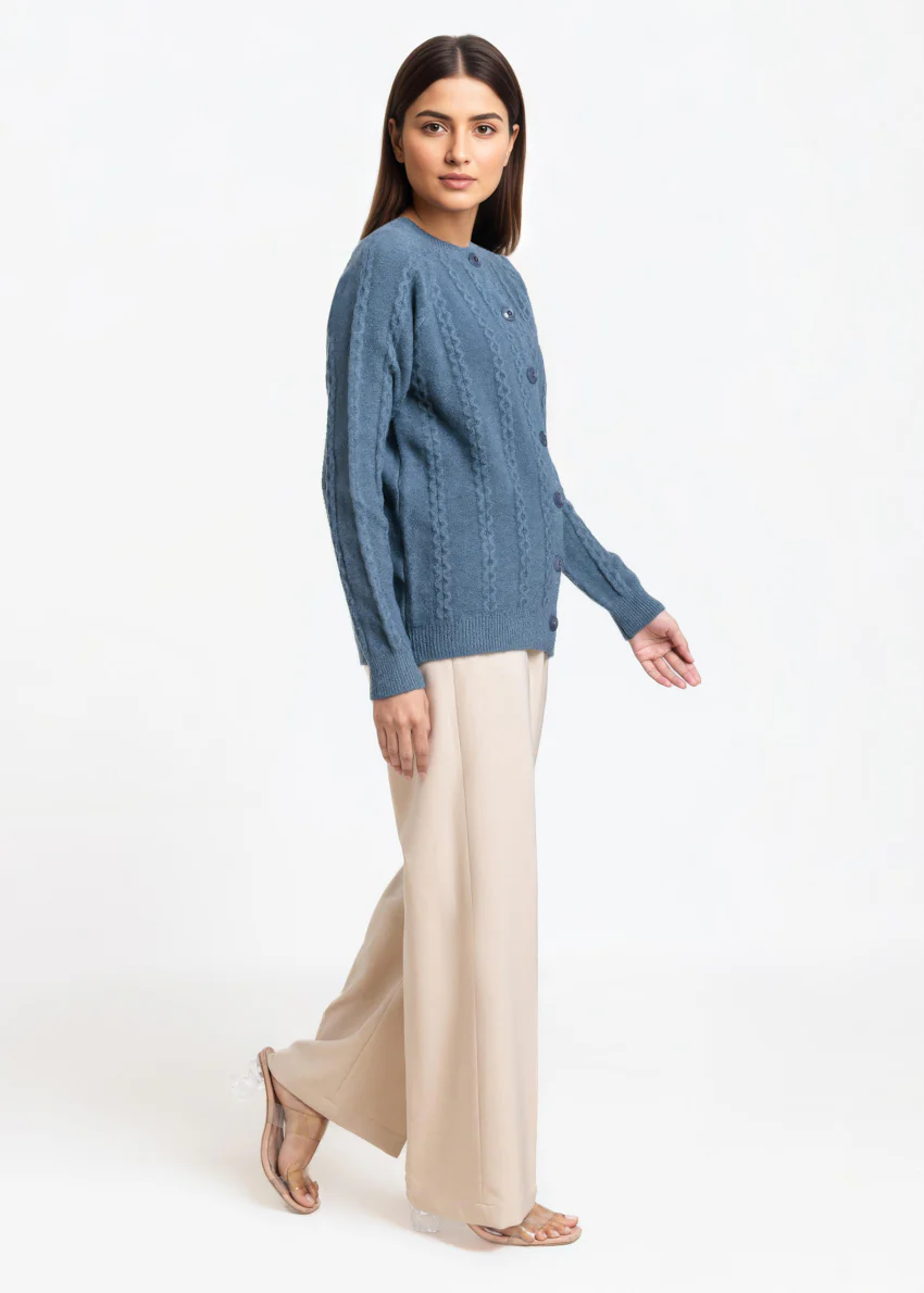 Green-Round Neck Full Sleeves Cardigan Sweater (25Y-012-67) - Image 4