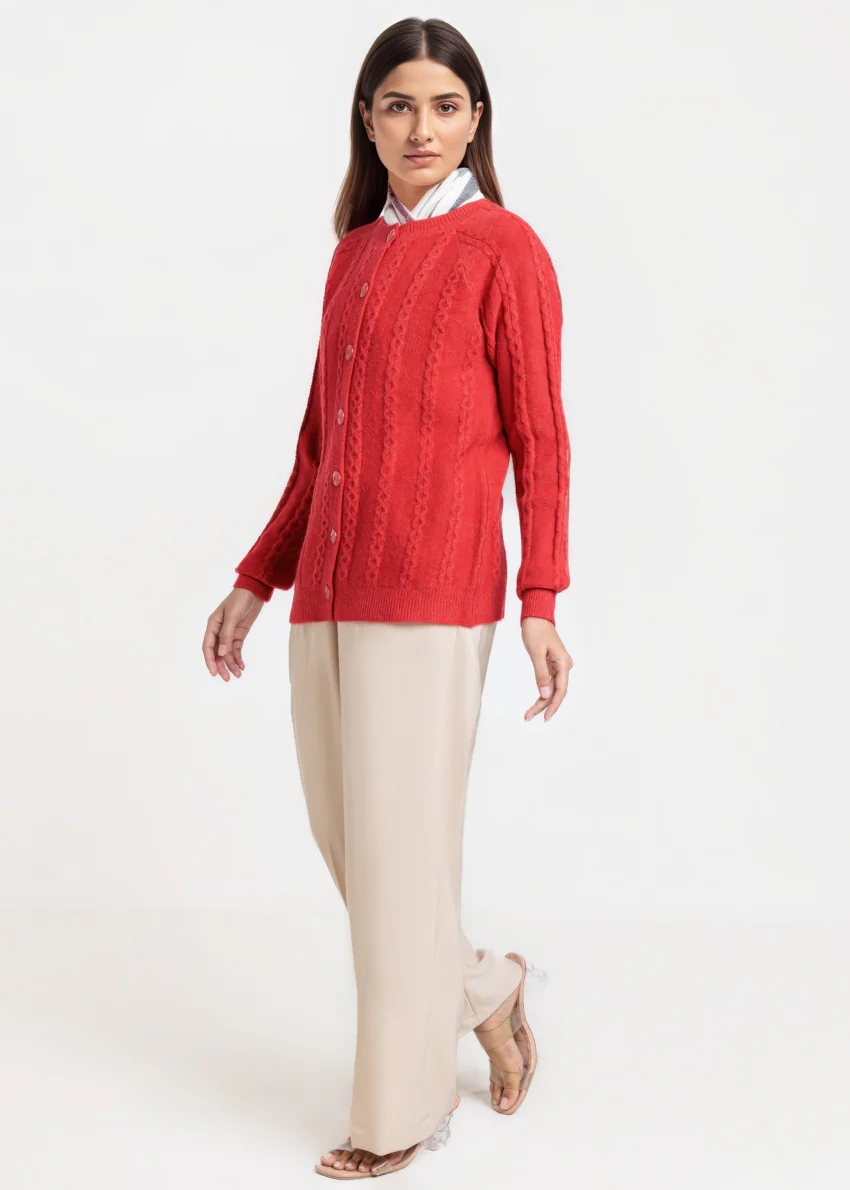 Red-Round Neck Full Sleeves Cardigan Sweater (25Y-012-67) - Image 5