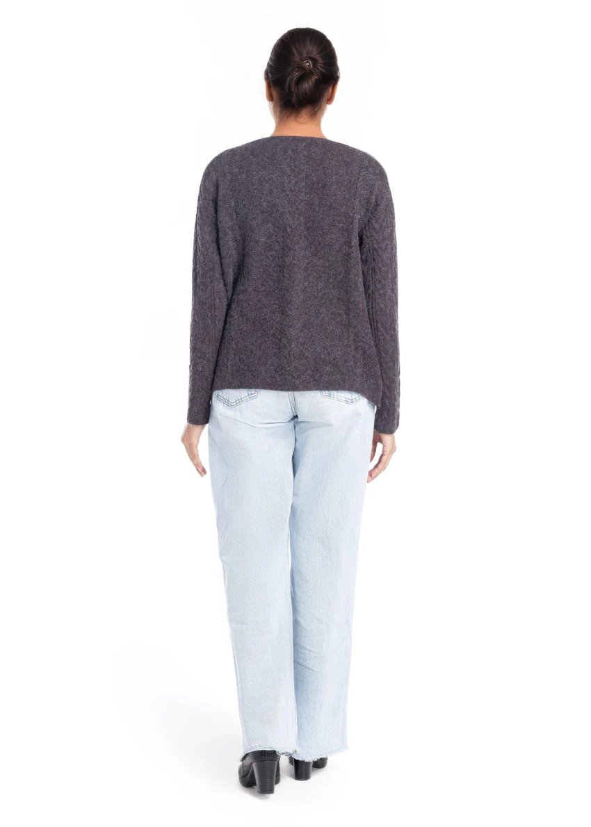 Charcoal-Cardigan Full Sleeves Sweater (25Y-013-67) - Image 2