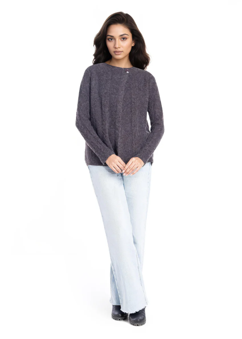 Charcoal-Cardigan Full Sleeves Sweater (25Y-013-67) - Image 5