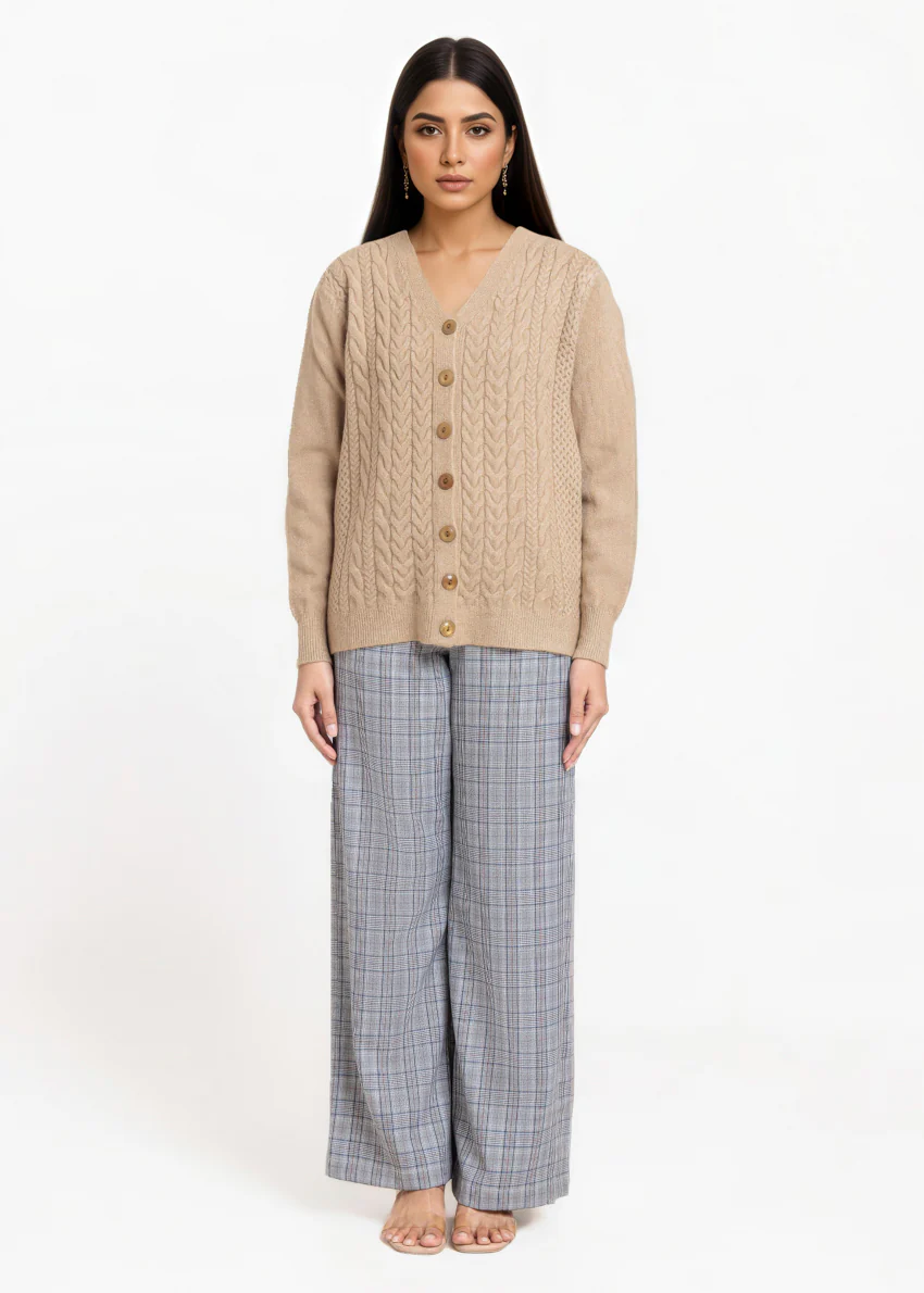 Beige-V-Cardigan Full Sleeves Sweater (25Y-015-67) - Image 5