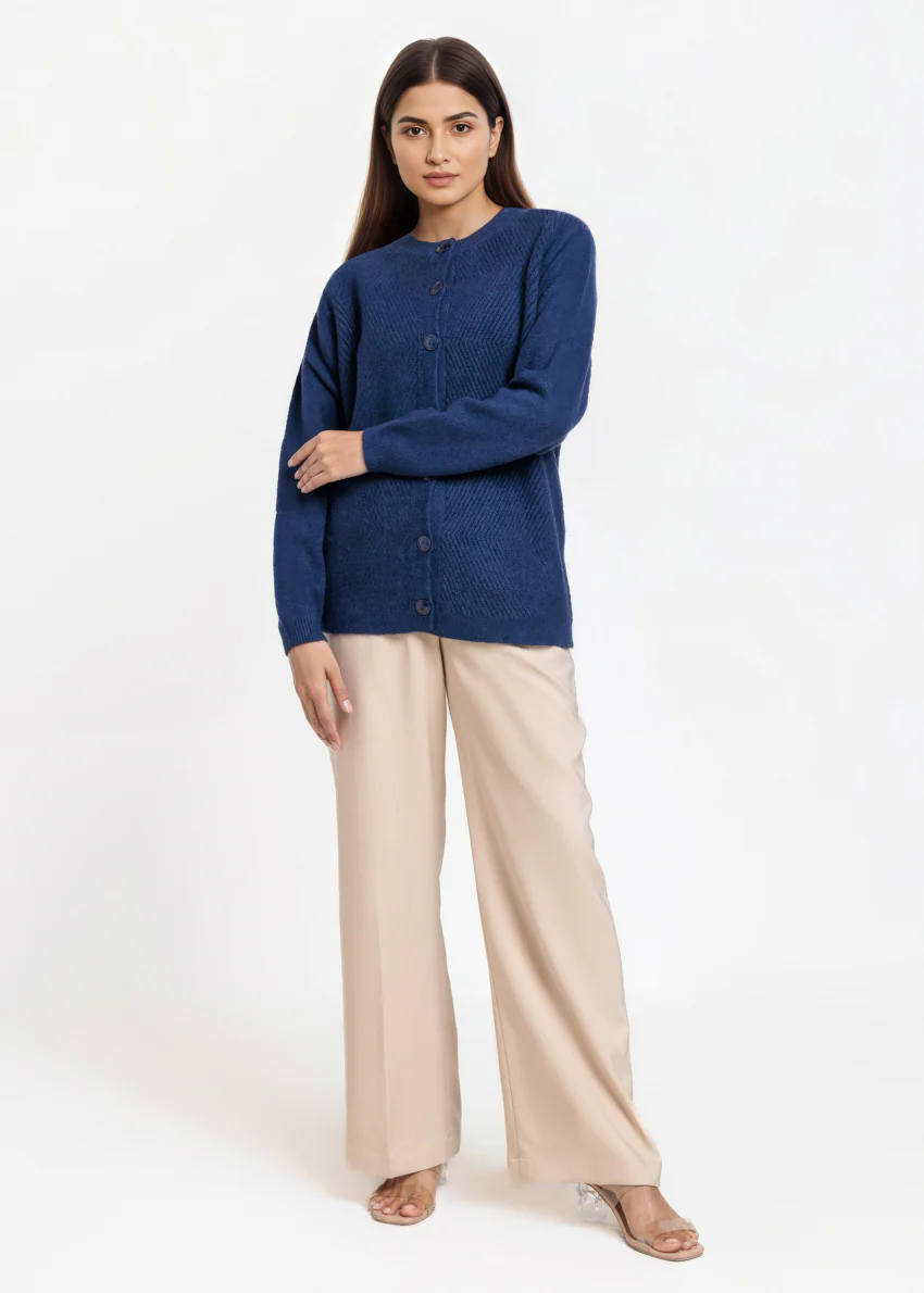 Navy-Round Neck Full Sleeves Cardigan Sweater (25Y-016-67) - Image 3