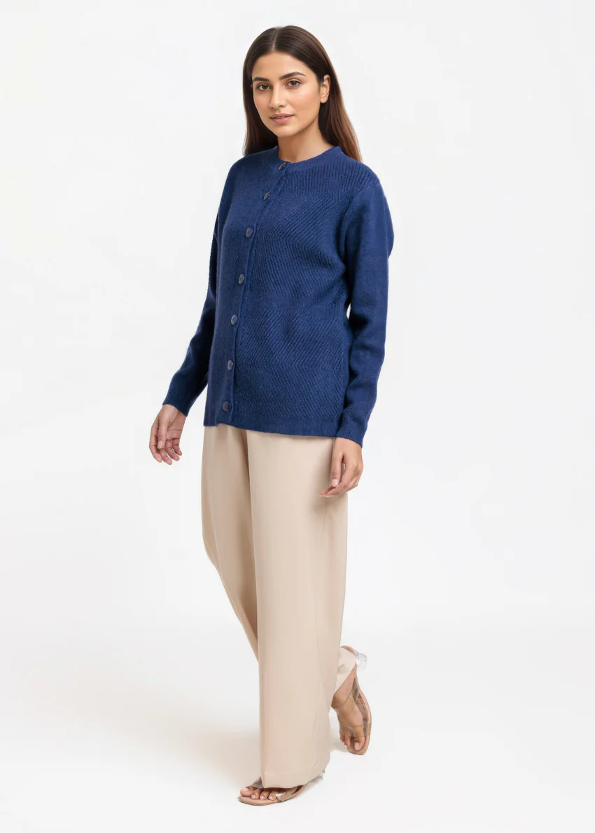 Navy-Round Neck Full Sleeves Cardigan Sweater (25Y-016-67) - Image 4