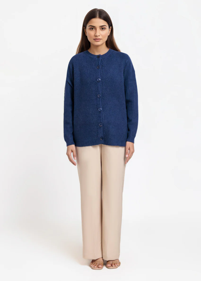 Navy-Round Neck Full Sleeves Cardigan Sweater (25Y-016-67) - Image 5