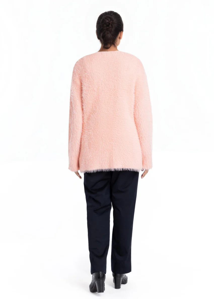 Peach-Round Neck Cardigan Full Sleeves Sweater (25Y-017-67) - Image 2