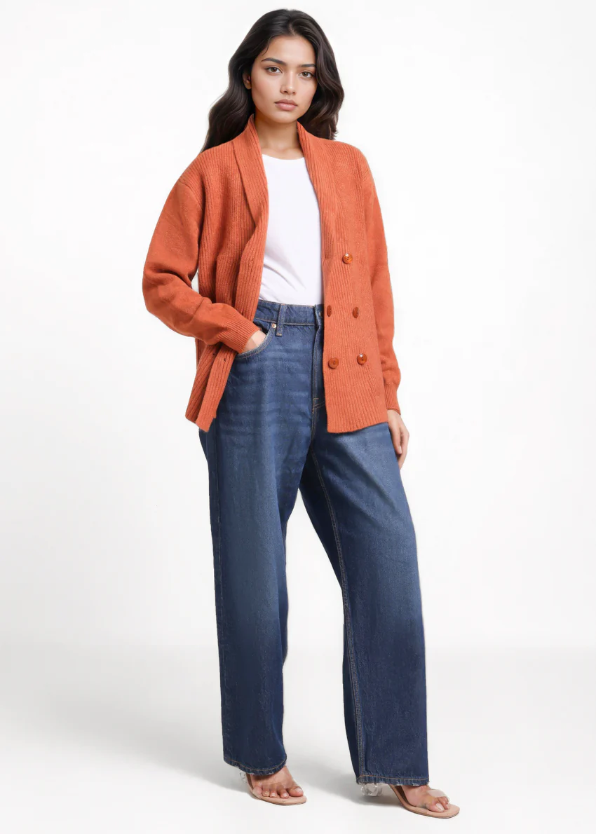 Rust-Shawl Collar Cardigan Full Sleeves Sweater (25Y-018-67) - Image 3
