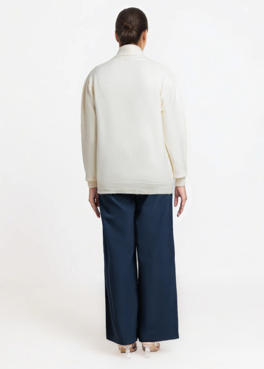 White-Shawl Collar Cardigan Full Sleeves Sweater (25Y-018-67) - Image 2