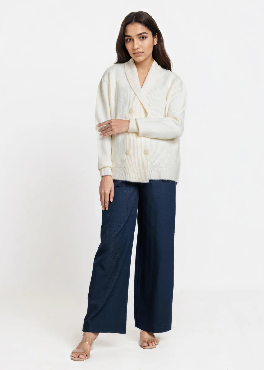 White-Shawl Collar Cardigan Full Sleeves Sweater (25Y-018-67) - Image 5
