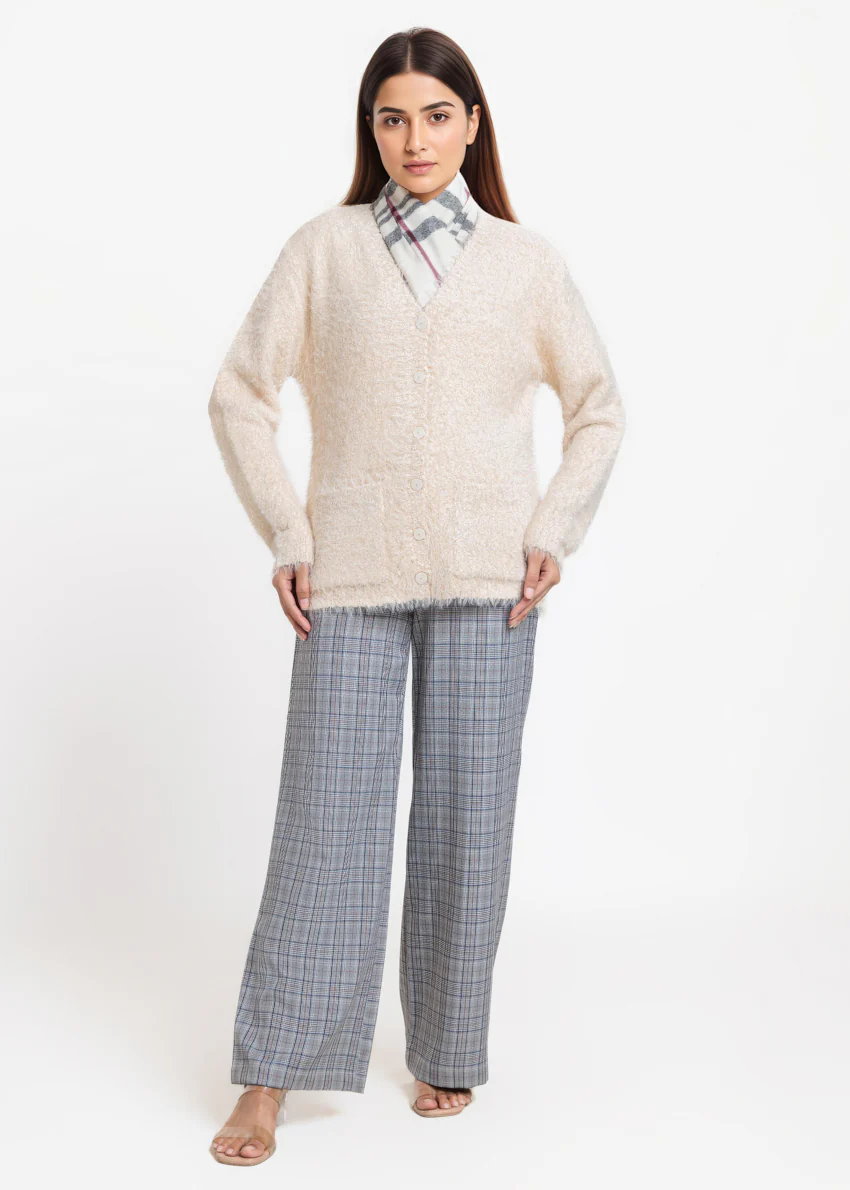 Beige-V-Cardigan Full Sleeves Sweater (25Y-020-67) - Image 3