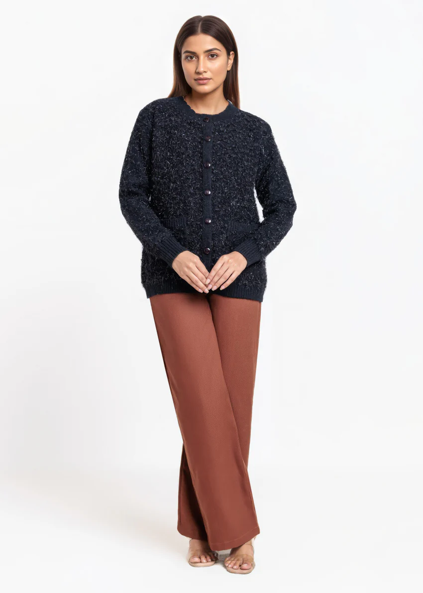 Black-Round Neck Full Sleeves Cardigan Sweater (25Y-021-67) - Image 3