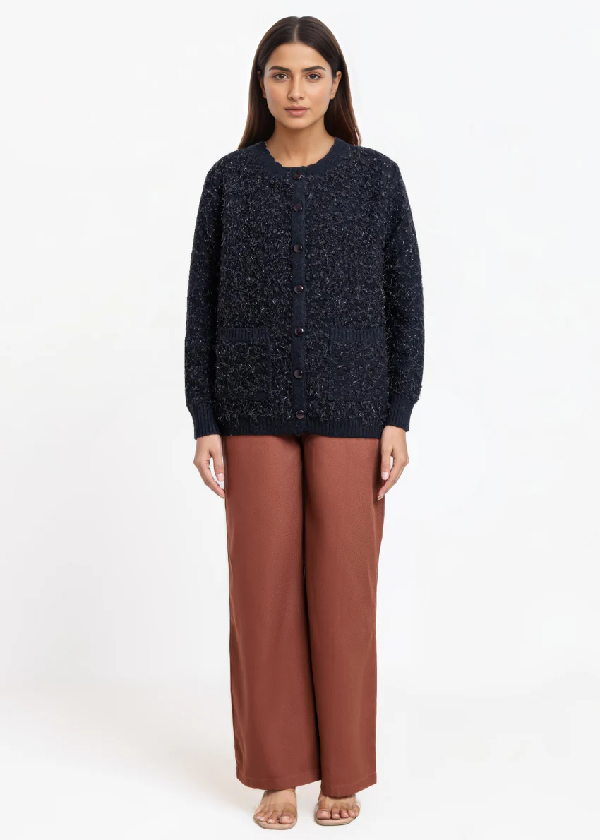 Black-Round Neck Full Sleeves Cardigan Sweater (25Y-021-67) - Image 4