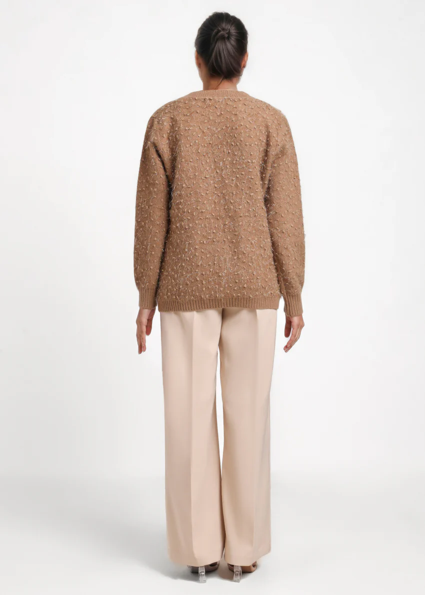 Khaki-Round Neck Full Sleeves Cardigan Sweater (25Y-021-67) - Image 2