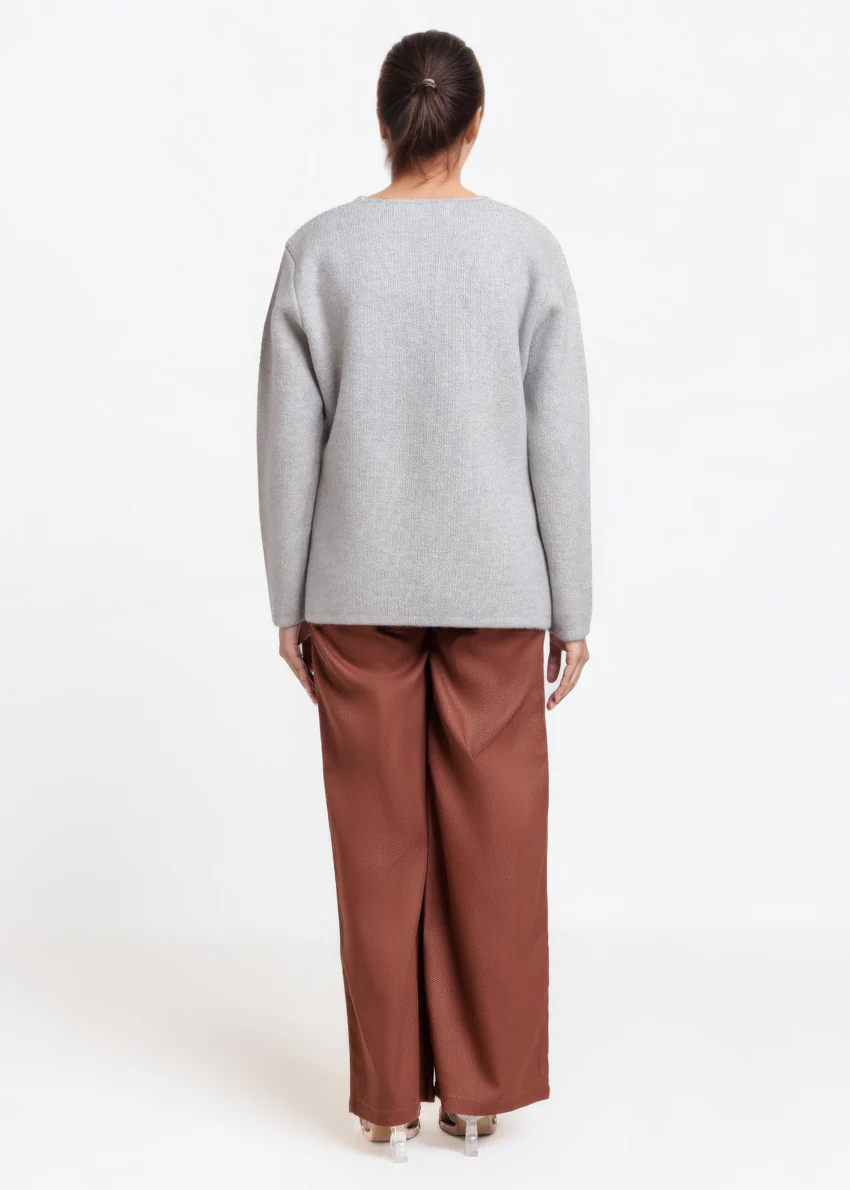 A-Grey-V-Cardigan Full Sleeves Sweater (25Y-022-67) - Image 2