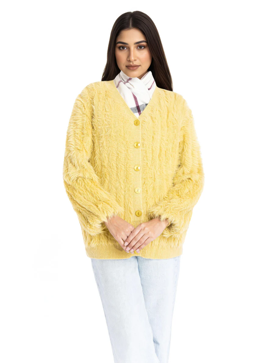 Lime-V Neck Cardigan Full Sleeves Sweater (25Y-024-67) - Image 3