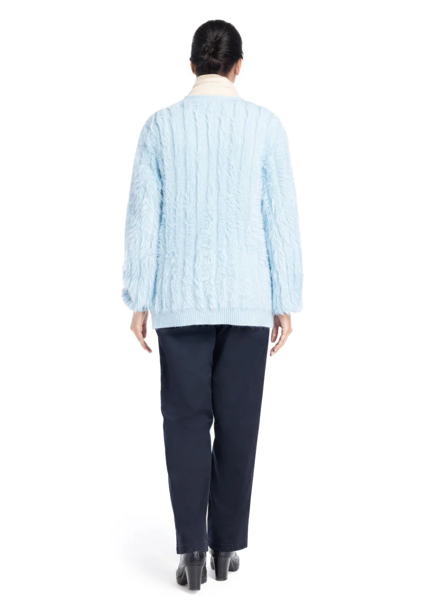 Sky-Blue-V Neck Cardigan Full Sleeves Sweater (25Y-024-67) - Image 2