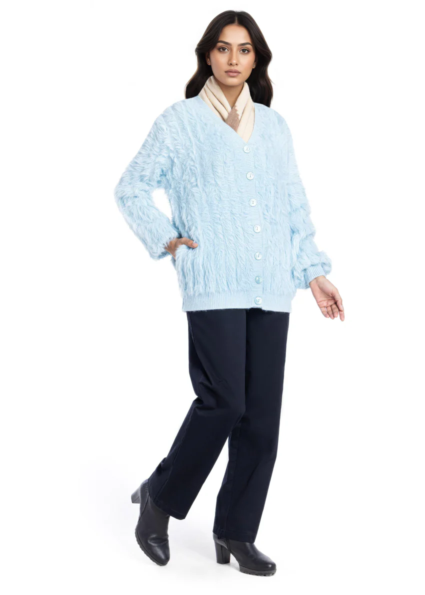 Sky-Blue-V Neck Cardigan Full Sleeves Sweater (25Y-024-67) - Image 5
