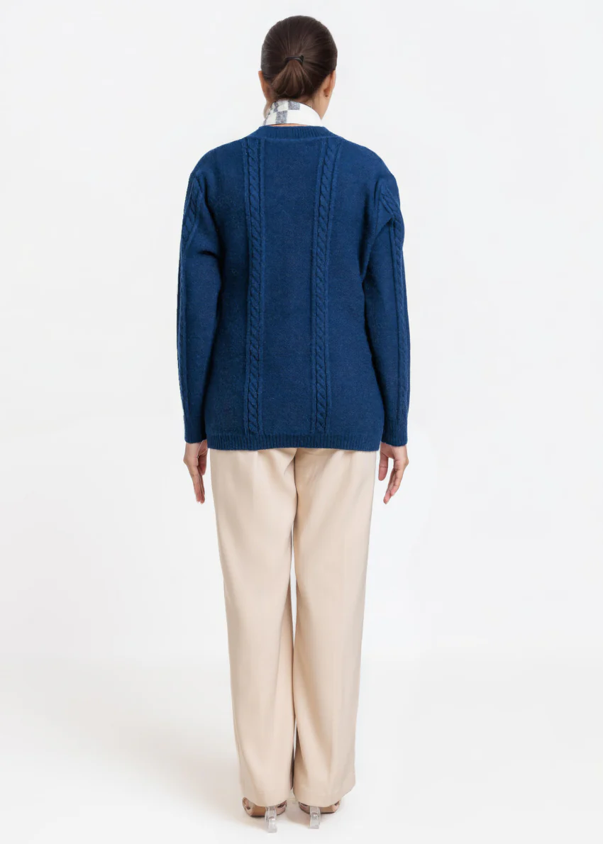 Navy-V-Cardigan Full Sleeves Sweater (25Y-025-67) - Image 2