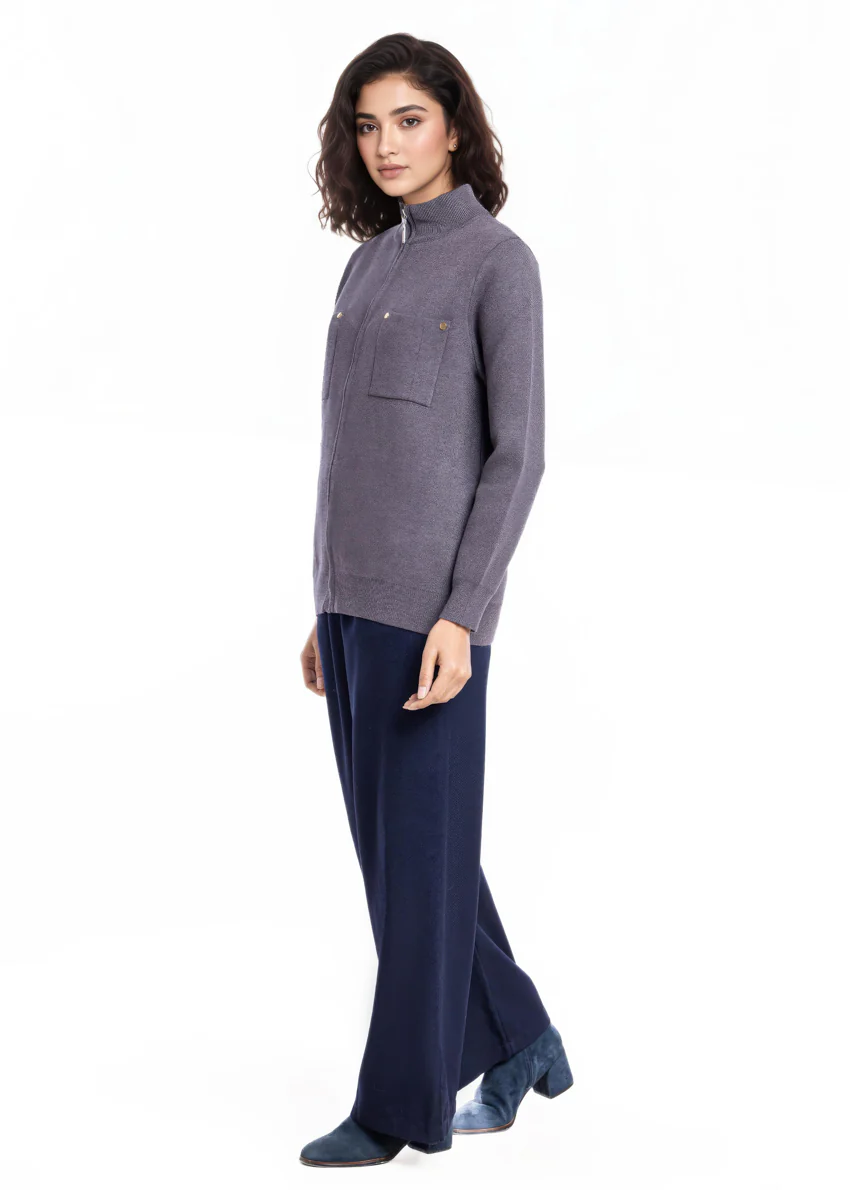 Charcoal-Turtle Neck Zipper Full Sleeves Sweater (25Y-026-67) - Image 5
