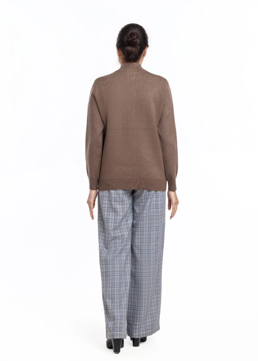 N-Brown-Turtle Neck Zipper Full Sleeves Sweater (25Y-026-67) - Image 2