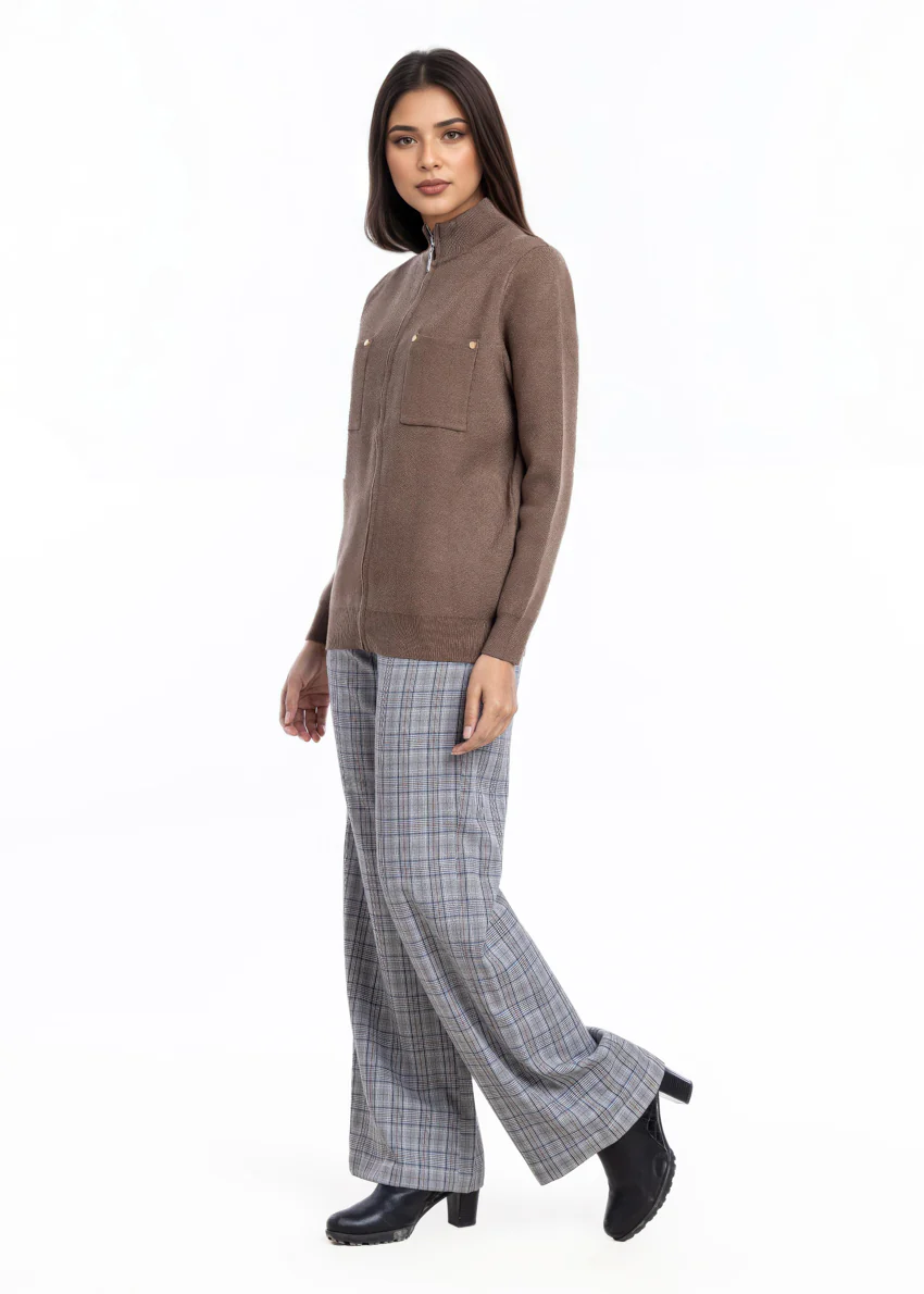 N-Brown-Turtle Neck Zipper Full Sleeves Sweater (25Y-026-67) - Image 5