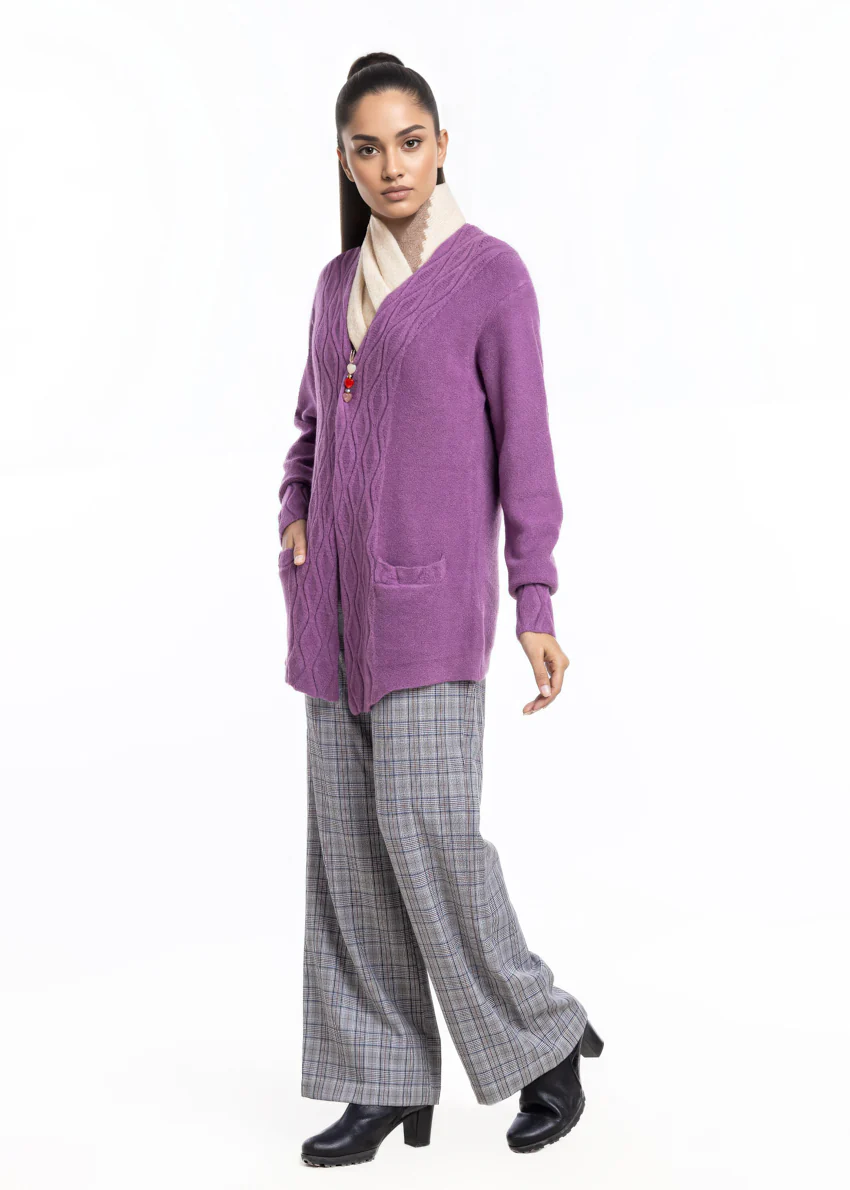 Mauve-V-Cardigan Full Sleeves Sweater (25Y-028-67) - Image 4