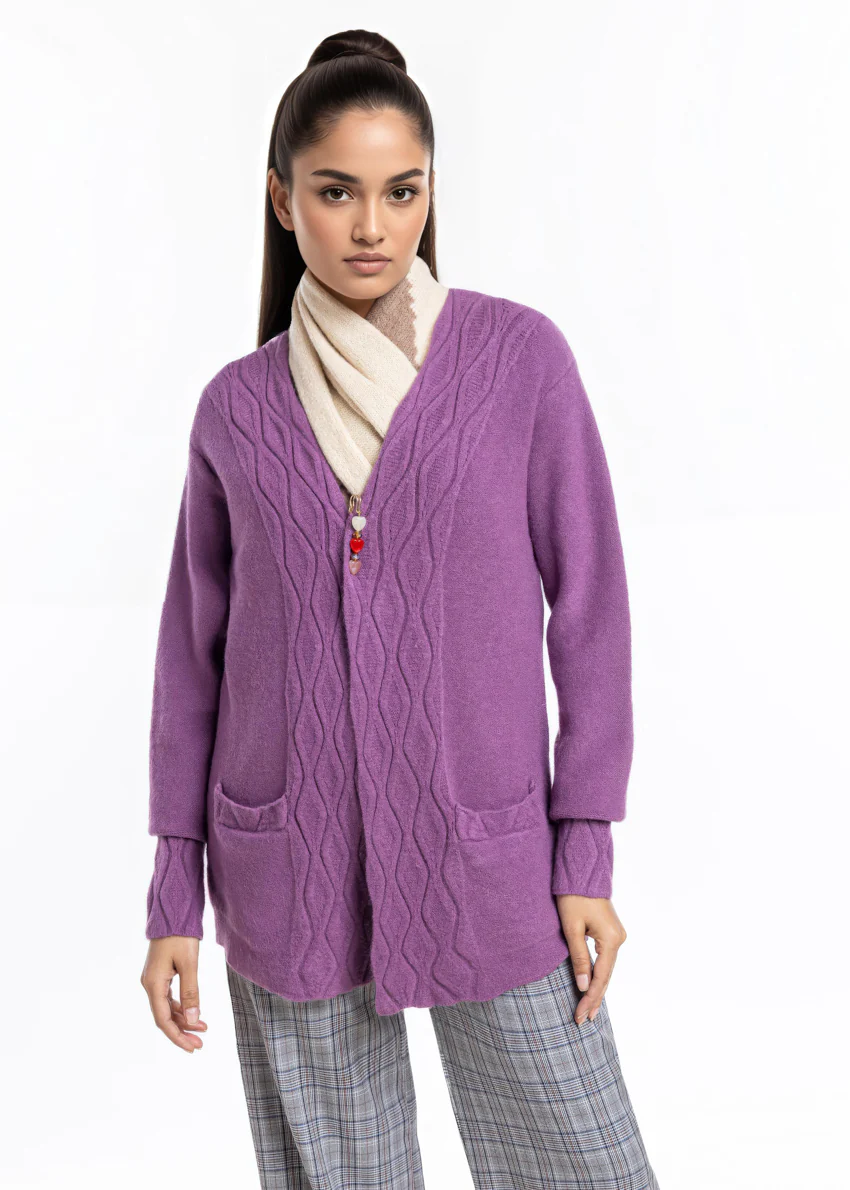 Mauve-V-Cardigan Full Sleeves Sweater (25Y-028-67) - Image 5