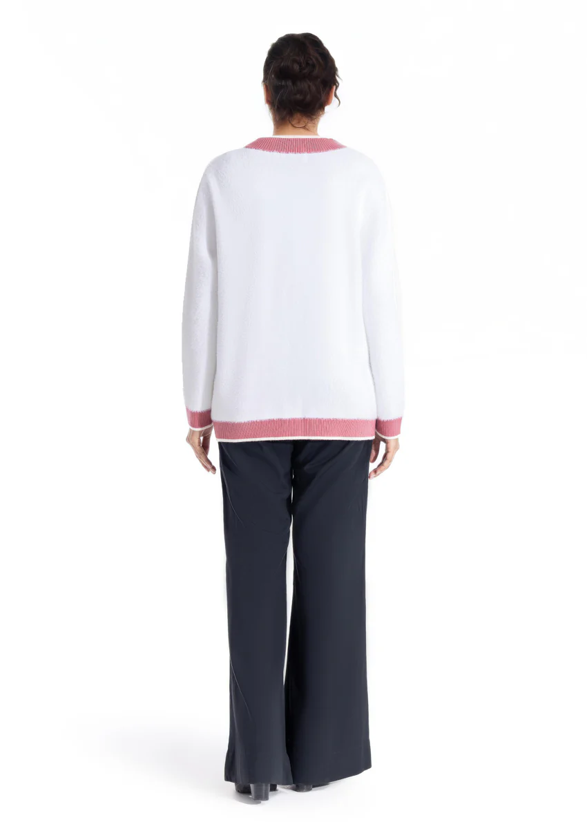 White-Round Neck Full Sleeves Cardigan Sweater (25Y-029-67) - Image 4