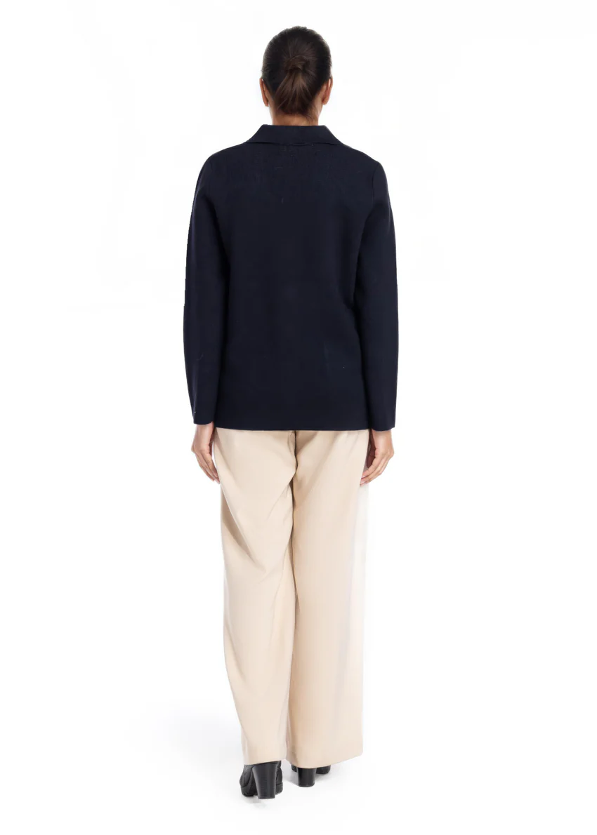 Black-Notched Collar Full Sleeves Cardigan Sweater (25Y-030-67) - Image 2