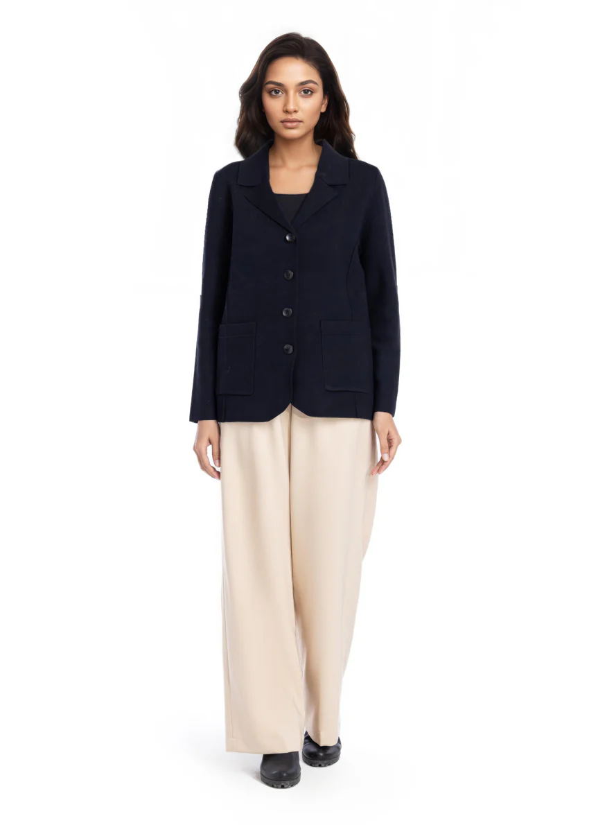 Black-Notched Collar Full Sleeves Cardigan Sweater (25Y-030-67) - Image 5