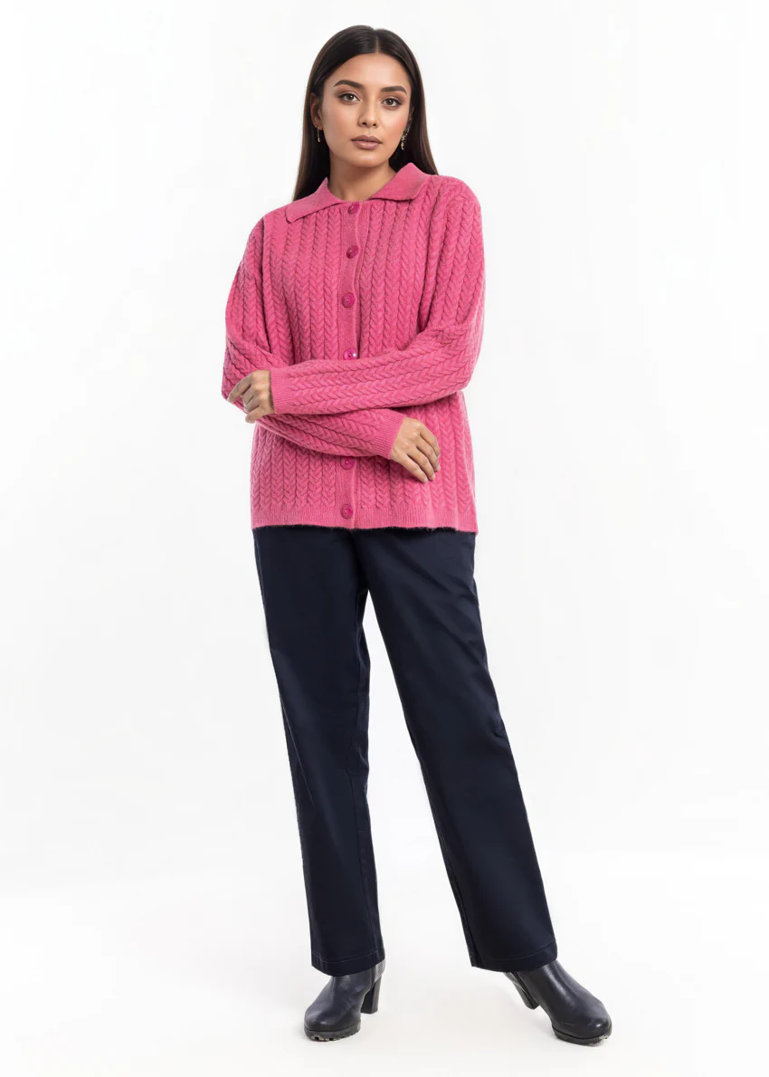Pink-Wing Collar Full Sleeves Cardigan Sweater (25Y-033-67) - Image 3