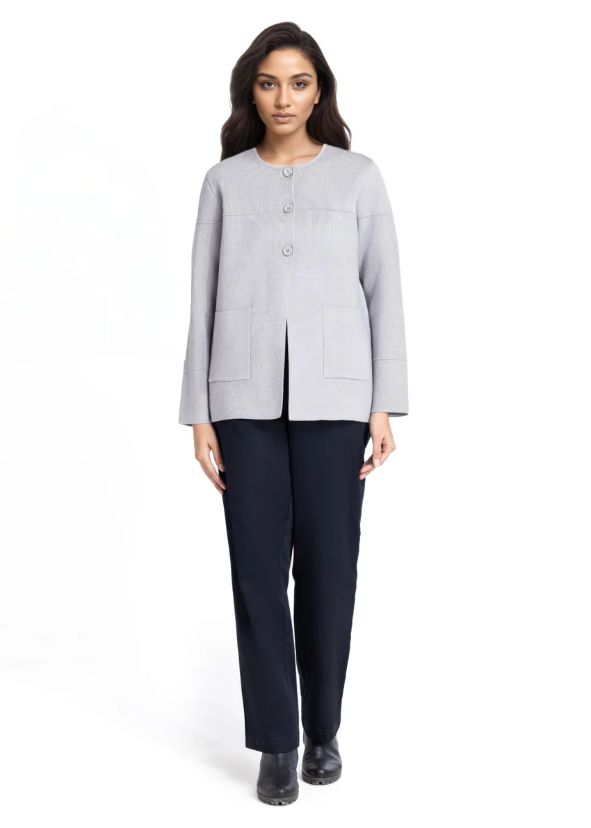 Grey-Round Neck Full Sleeves Cardigan Sweater (25Y-034-67) - Image 3