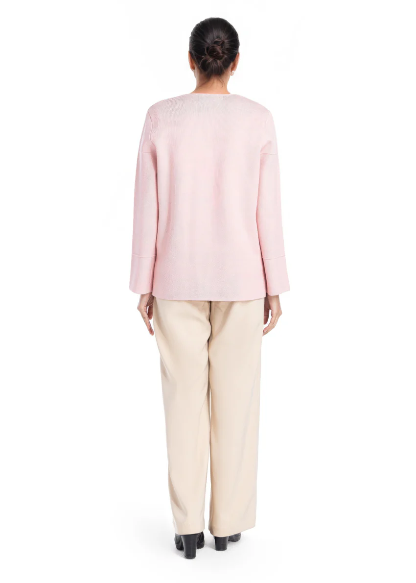 L-Pink-Round Neck Full Sleeves Cardigan Sweater (25Y-034-67) - Image 2